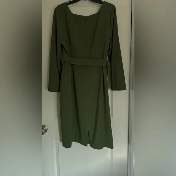 L.K. Bennett Carrington Green Recycled Polyester Blend Square Neck Dress - Picture 11 of 16